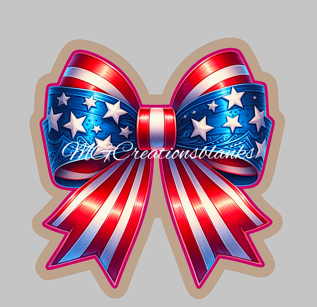 4th of July bow clear acrylic blanks for badge reels with vinyl decal, 4th of July Bow DIY acrylic blank, Independence day craft acrylic blank