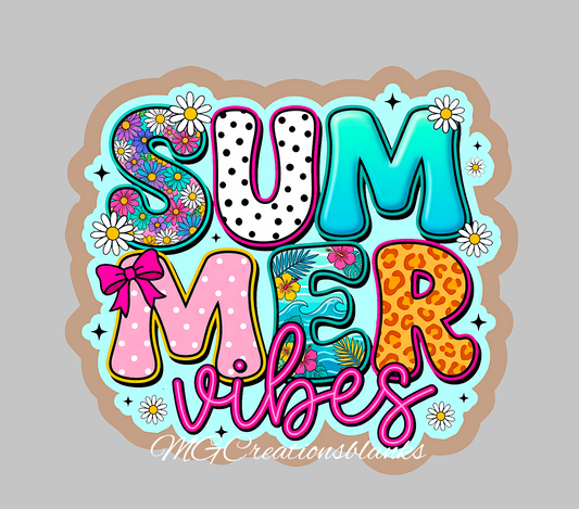 Summer vibes acrylic blanks for badge reels & vinyl decal, summer DIY craft blank, Summer vibes badge reel blank