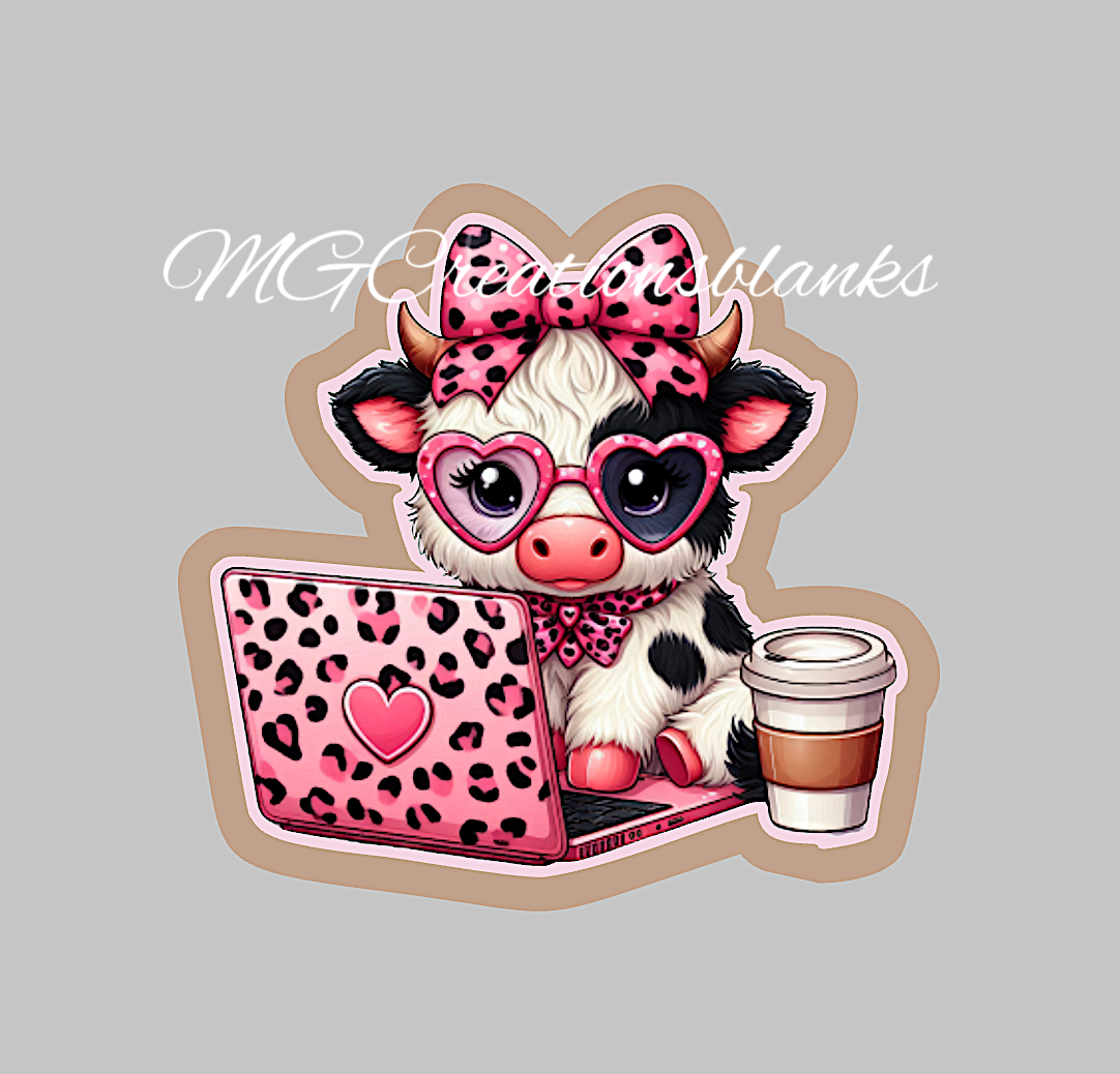 Highland cow with coffee clear acrylic blank for badge reel, coffee vinyl decal, but first coffee acrylic blank, coffee vinyl decal, coffee cast acrylic, coffee cup badge reel, cow acrylic blank