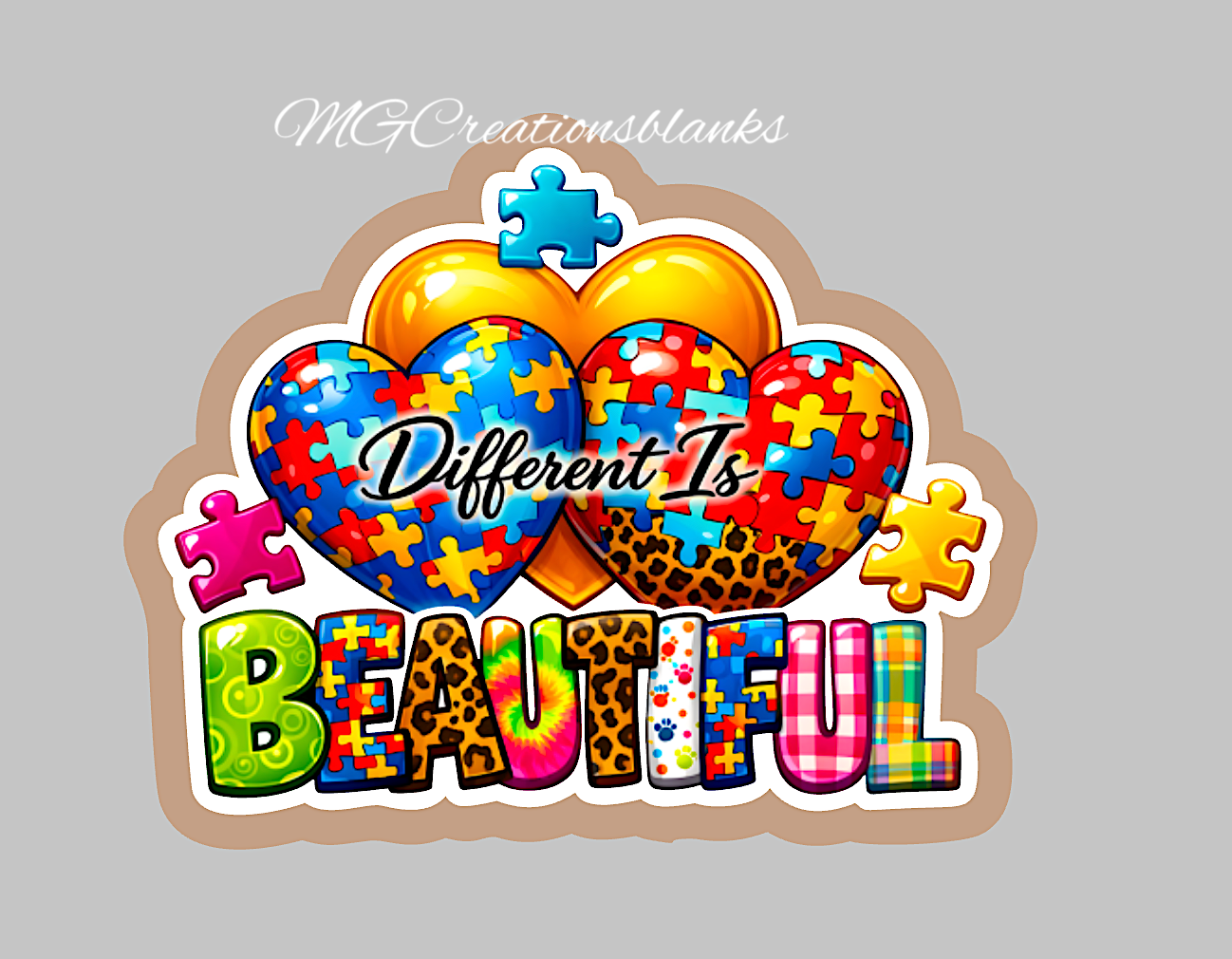 Autism awareness clear acrylic blanks & vinyl decal, Autism awareness DIY blank, autism badge reel supplies, autism craft acrylic blank
