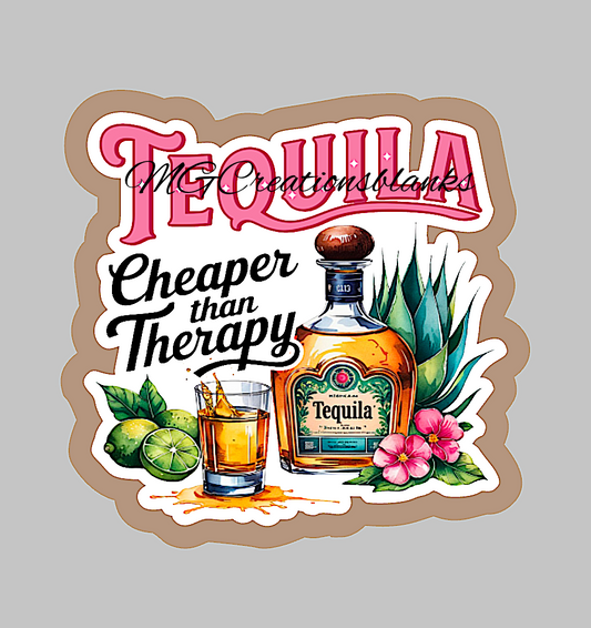 Tequila cheaper than therapy clear acrylic blanks & vinyl decal, sarcasm DIY acrylic blank, sarcasm craft acrylic, badge reel supplies, motivational DIY acrylic blank