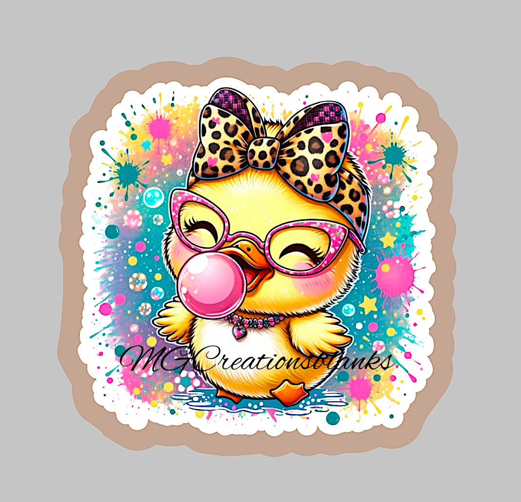 Chick acrylic blanks for badge reels & vinyl decal, spring chick acrylic blank, Spring clear craft acrylic, chick with gum DIY craft blank