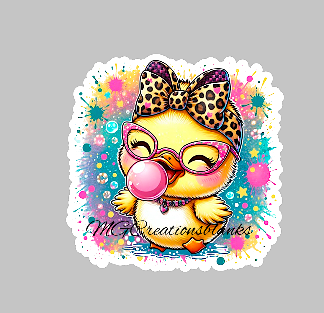 Chick acrylic blanks for badge reels & vinyl decal, spring chick acrylic blank, Spring clear craft acrylic, chick with gum DIY craft blank