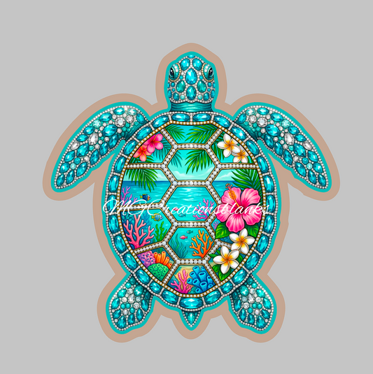 Turtle clear acrylic blank for badge reel with vinyl decal, Turtle DIY craft blank, Sea turtle acrylic blank, Sea Turtle
