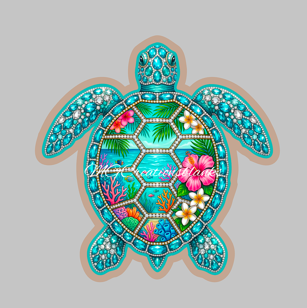 Turtle clear acrylic blank for badge reel with vinyl decal, Turtle DIY craft blank, Sea turtle acrylic blank, Sea Turtle