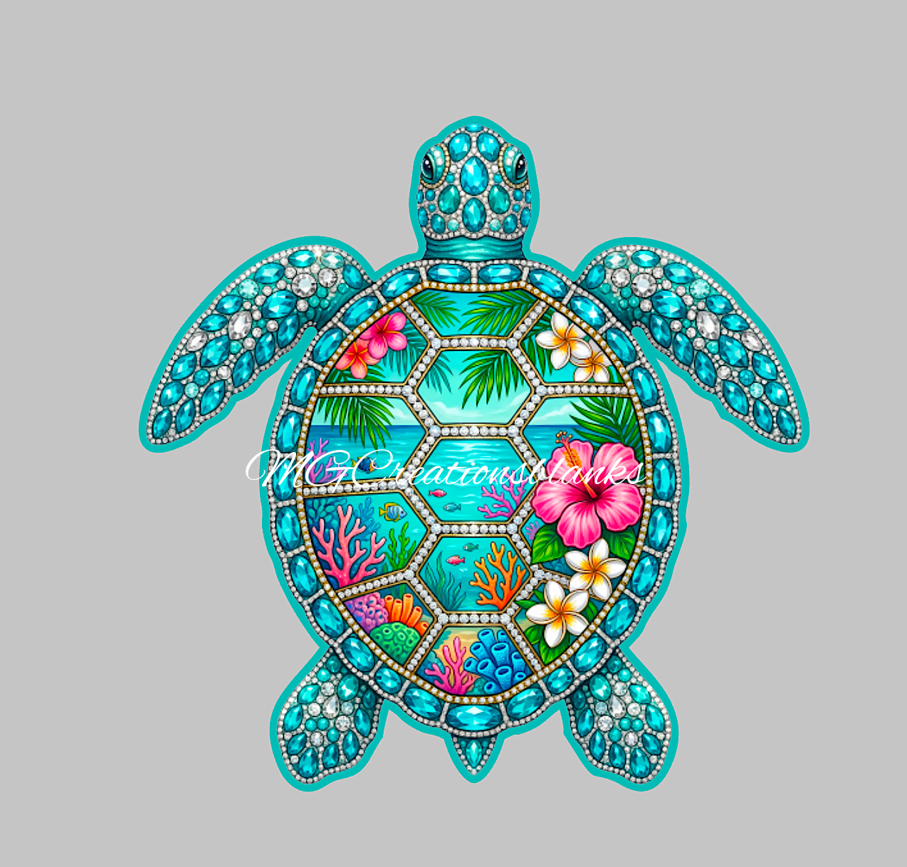 Turtle clear acrylic blank for badge reel with vinyl decal, Turtle DIY craft blank, Sea turtle acrylic blank, Sea Turtle