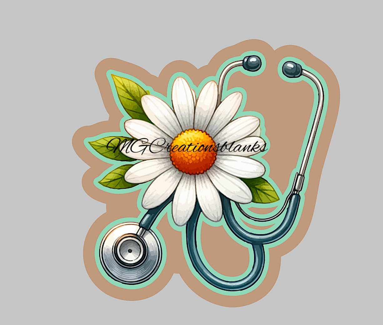 Daisy stethoscope acrylic blank for badge reels & vinyl decal, stethoscope acrylic blank, medical decal, vinyl decal, cast acrylic, reel, nurse badge reel, daisy DIY blank