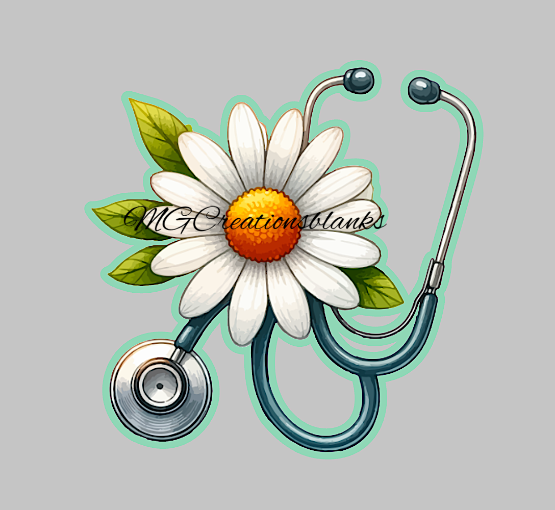 Daisy stethoscope acrylic blank for badge reels & vinyl decal, stethoscope acrylic blank, medical decal, vinyl decal, cast acrylic, reel, nurse badge reel, daisy DIY blank