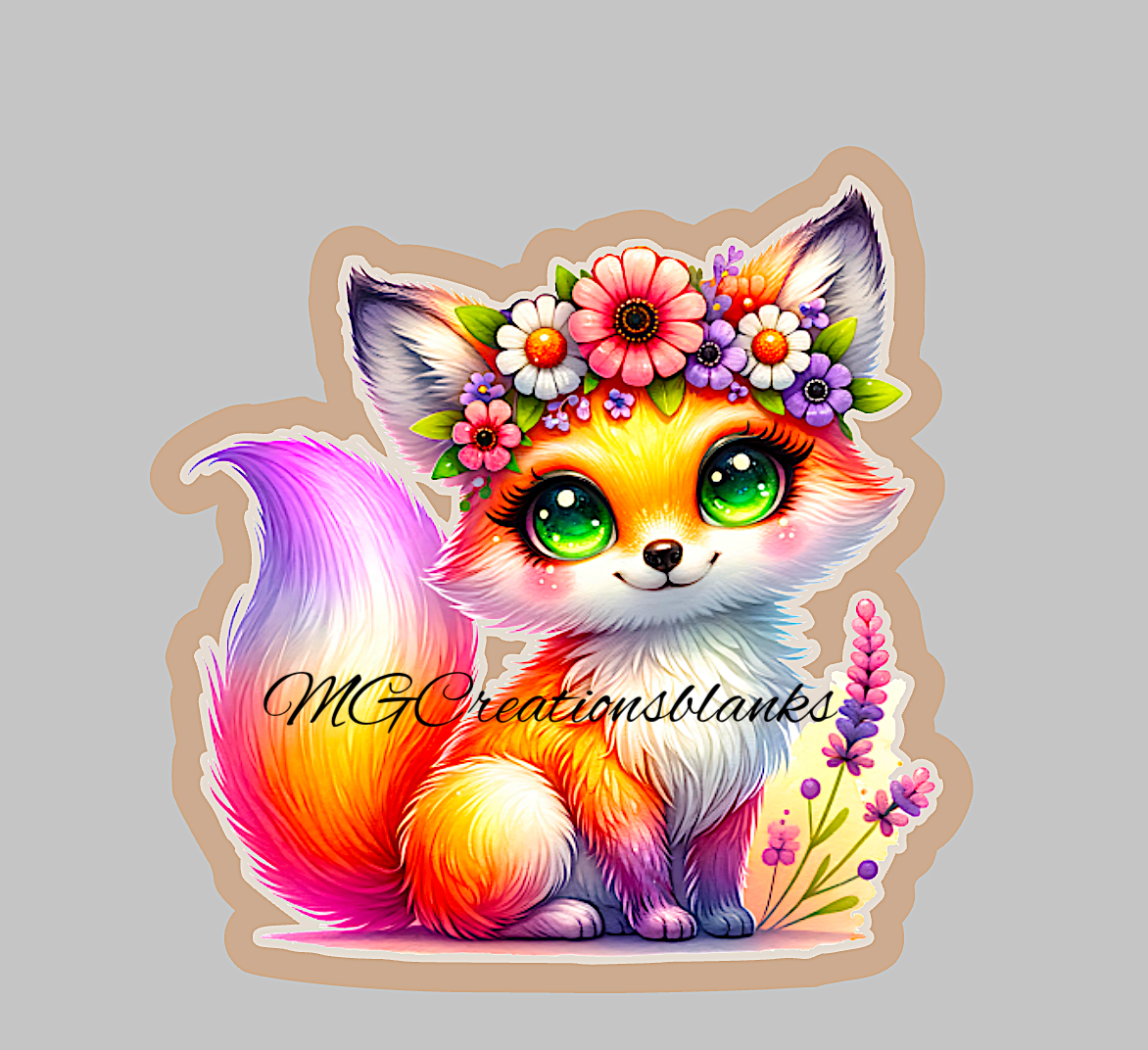 Fox clear acrylic blanks for badge reels with matching vinyl decal, fox acrylic blank, woodland animals DIY blank, fox craft blank Fox