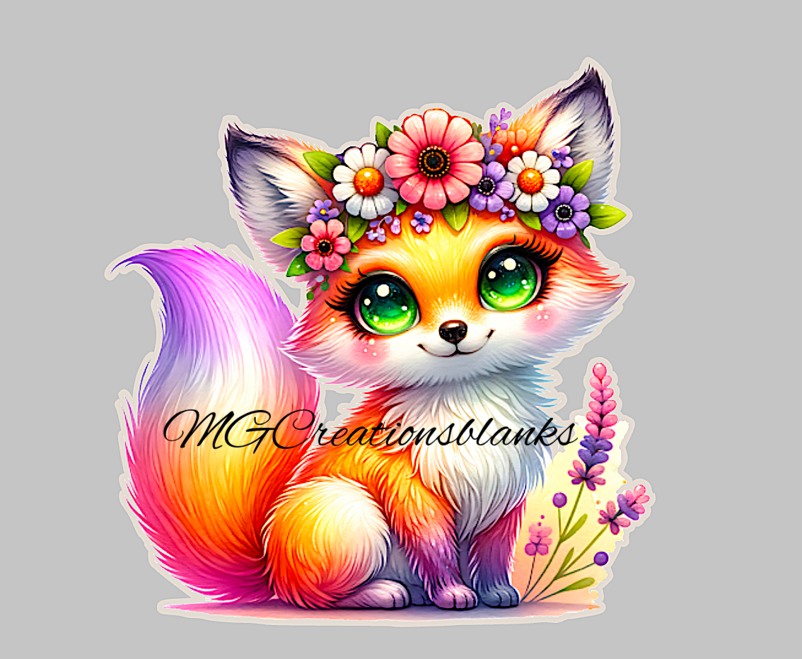 Fox clear acrylic blanks for badge reels with matching vinyl decal, fox acrylic blank, woodland animals DIY blank, fox craft blank Fox