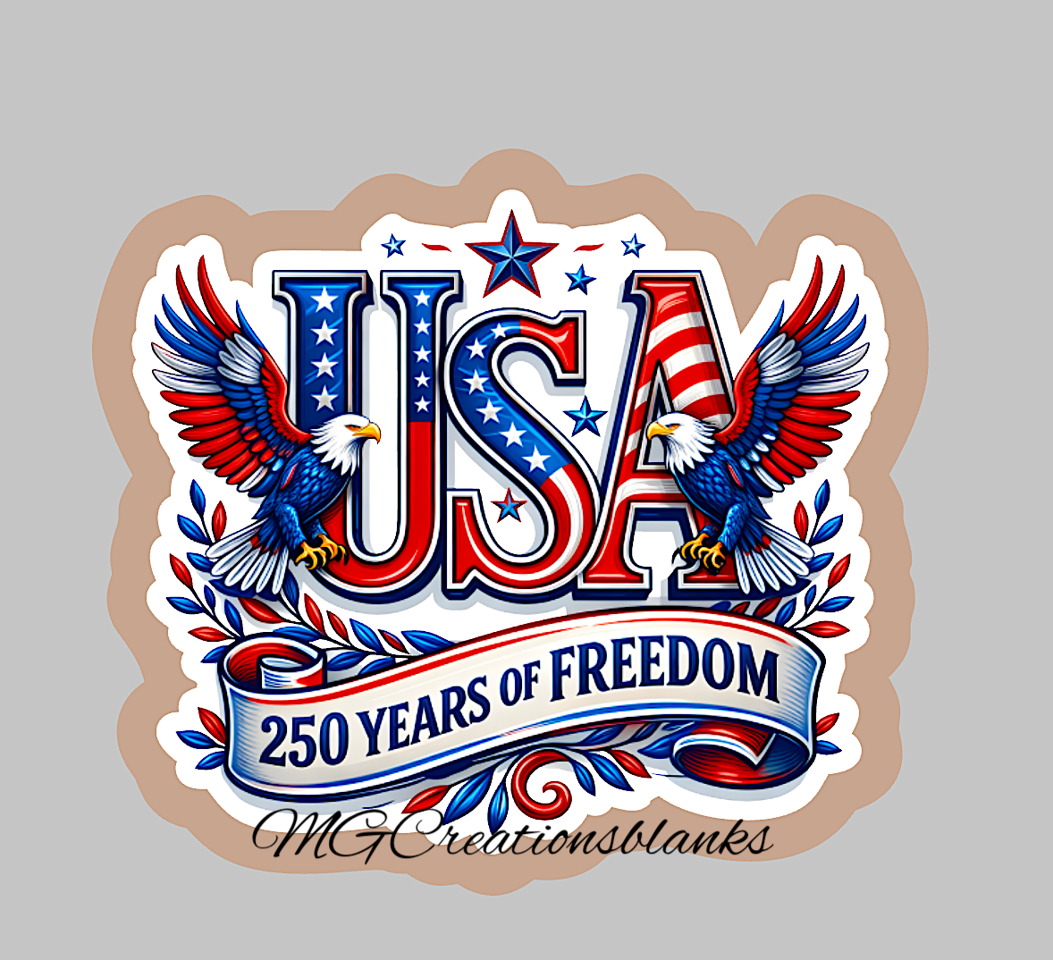 4th of July clear acrylic blank for badge reels with vinyl decal, Independence Day craft blank, 4th of July DIY blank, USA 250 years DIY blank