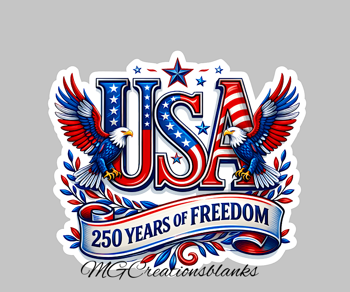 4th of July clear acrylic blank for badge reels with vinyl decal, Independence Day craft blank, 4th of July DIY blank, USA 250 years DIY blank
