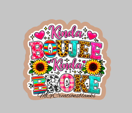 Kinda boujee, kinda broke clear acrylic blanks & vinyl decal, boujee DIY craft blank, sarcasm clear acrylic blank, funny DIY craft blank