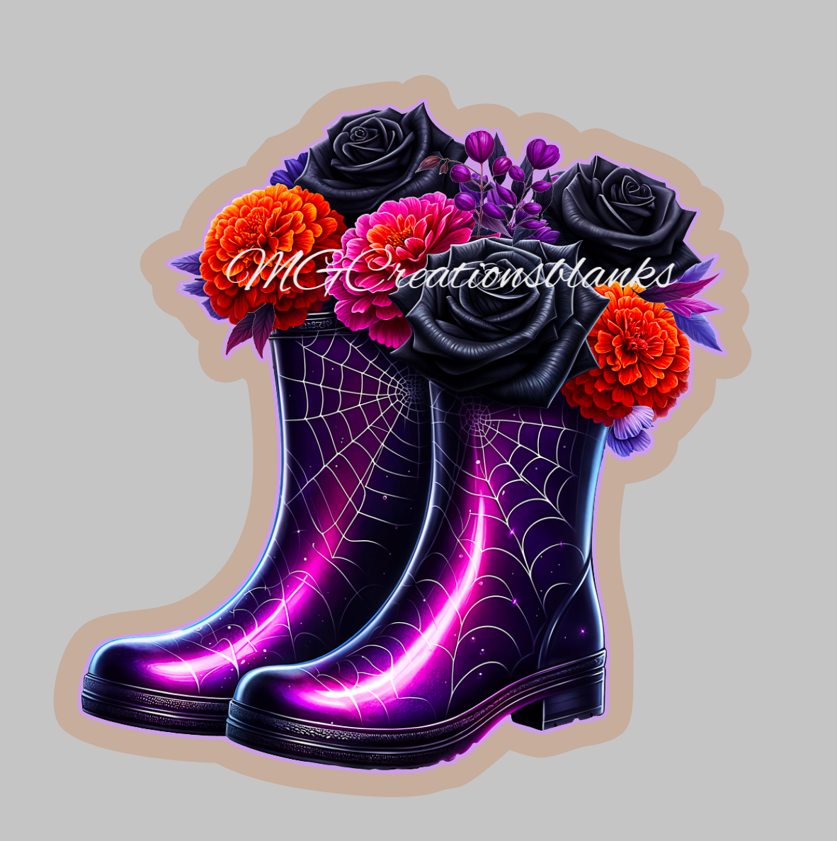 Halloween witch boots clear acrylic blanks for badge reels with vinyl decal, witch boots DIY craft blank, witch DIY decal, halloween floral boots acrylic blank, Halloween craft blank