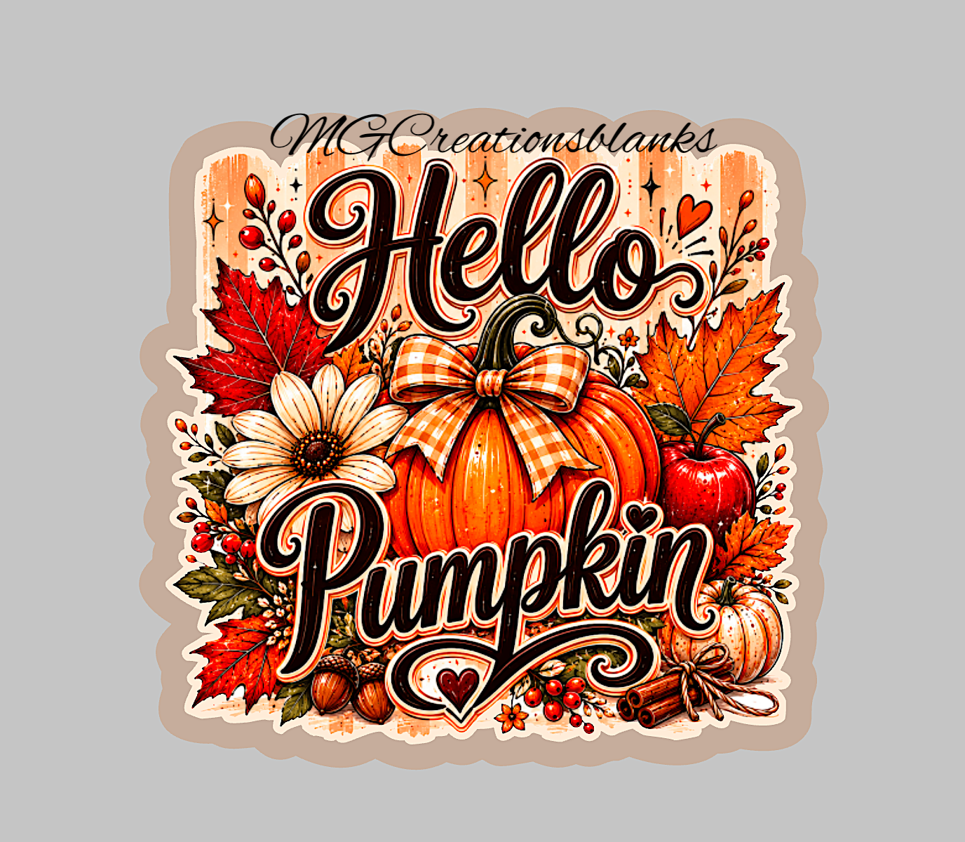 Hello Pumpkin clear acrylic blank for badge reels with vinyl decal, pumpkin DIY craft blank, Pumpkin, Fall pumpkin acrylic blank