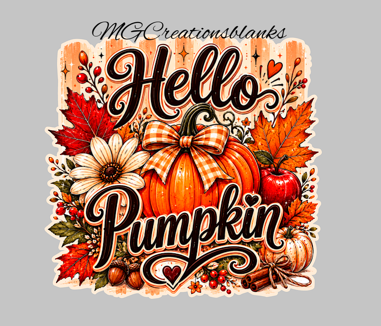 Hello Pumpkin clear acrylic blank for badge reels with vinyl decal, pumpkin DIY craft blank, Pumpkin, Fall pumpkin acrylic blank