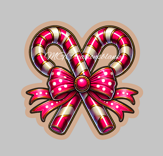 Christmas candy cane bow clear acrylic blank for badge reel with vinyl decal, acrylic blank, candy cane bow decal, Christmas bow DIY craft acrylic, Christmas bow