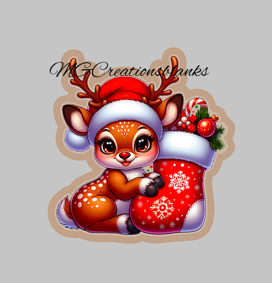 Reindeer clear acrylic blank for badge reel with vinyl decal, Santa reindeer DIY craft blank, Christmas reindeer acrylic blank, Christmas acrylic blank