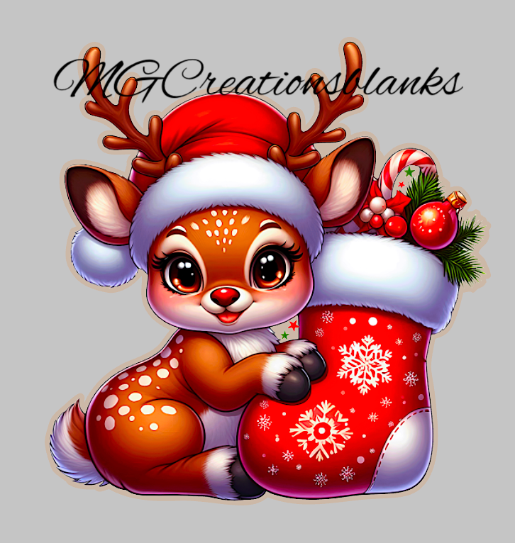 Reindeer clear acrylic blank for badge reel with vinyl decal, Santa reindeer DIY craft blank, Christmas reindeer acrylic blank, Christmas acrylic blank