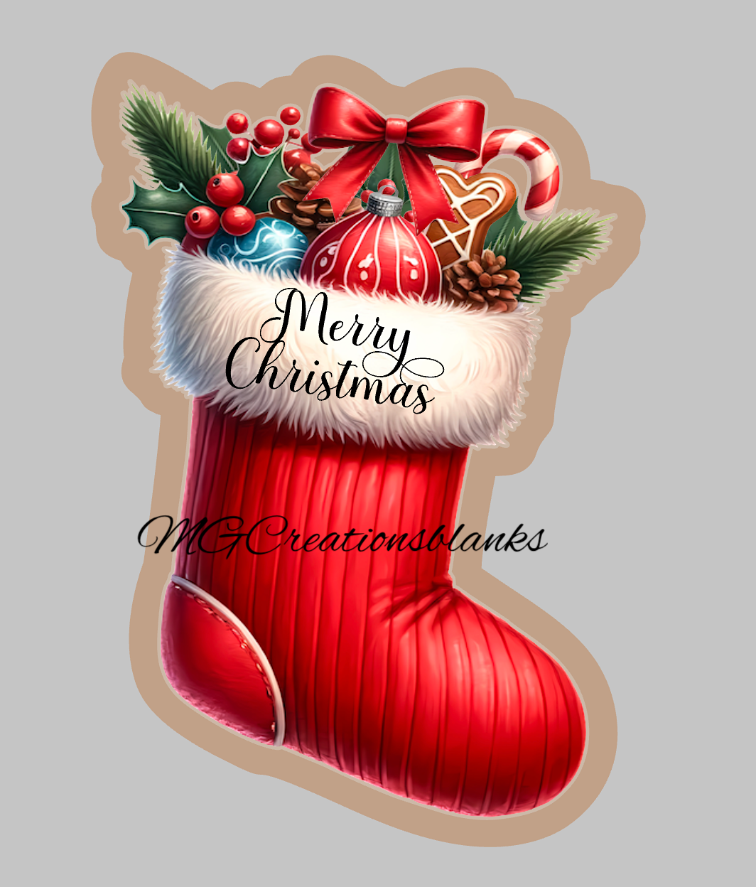 Christmas stocking clear acrylic blank for badge reel with vinyl decal, holiday stocking DIY craft blank, Santa Christmas stocking acrylic blank, Christmas stocking acrylic blank