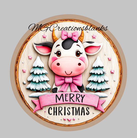 Merry Christmas clear acrylic blank for badge reel with vinyl decal, Santa acrylic blank, Merry Christmas DIY craft blank, Holiday cow DIY blank, Merry Christmas acrylic blank