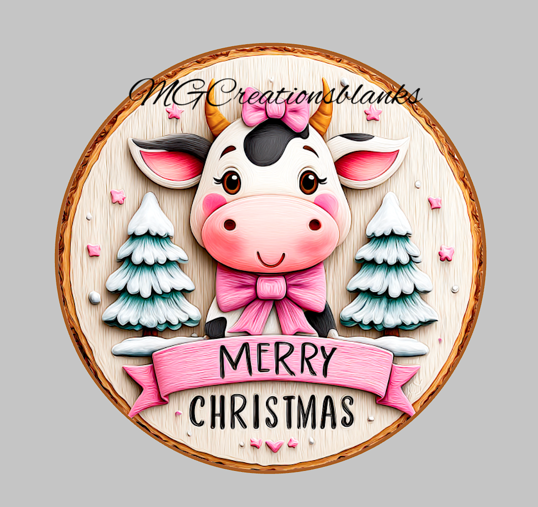 Merry Christmas clear acrylic blank for badge reel with vinyl decal, Santa acrylic blank, Merry Christmas DIY craft blank, Holiday cow DIY blank, Merry Christmas acrylic blank