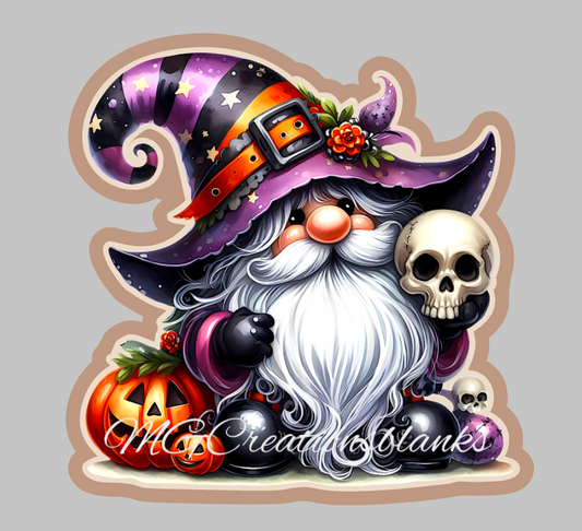 Halloween Gnome clear acrylic blank for badge reels with vinyl decal, Halloween gnome acrylic blank, Pumpkin, Halloween gnome DIY craft blank
