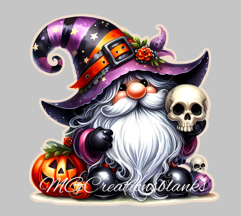 Halloween Gnome clear acrylic blank for badge reels with vinyl decal, Halloween gnome acrylic blank, Pumpkin, Halloween gnome DIY craft blank