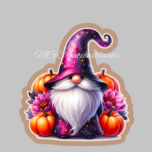Gnome Pumpkin clear acrylic blank for badge reels with vinyl decal, Fall gnome acrylic blank, Pumpkin, Fall gnome DIY craft blank