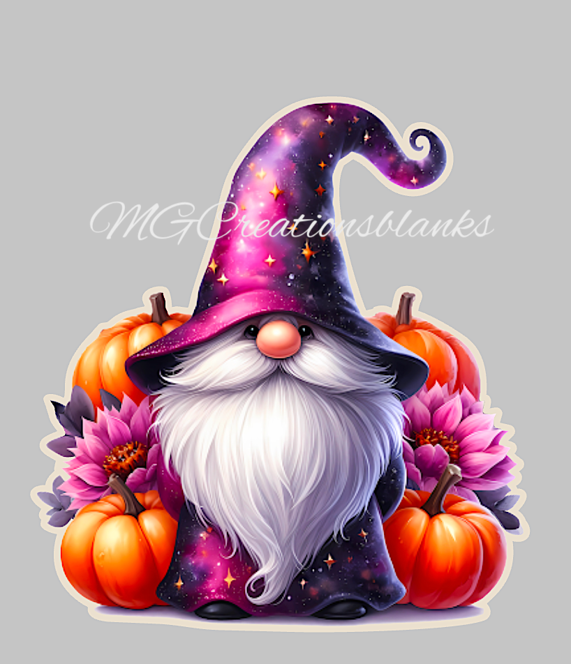 Gnome Pumpkin clear acrylic blank for badge reels with vinyl decal, Fall gnome acrylic blank, Pumpkin, Fall gnome DIY craft blank