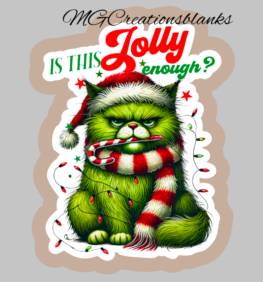 Jolly enough clear acrylic blanks & vinyl decal, Jolly enough DIY acrylic blank, sarcasm craft acrylic, Christmas sarcasm badge reel supplies, Holiday sarcasm DIY craft acrylic blank