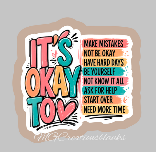 It's OK, Its fine, I'm fine, Everything is fine clear acrylic blanks & vinyl decal, Motivation DIY craft blank, Mental health DIY craft blank, It's OK badge reel