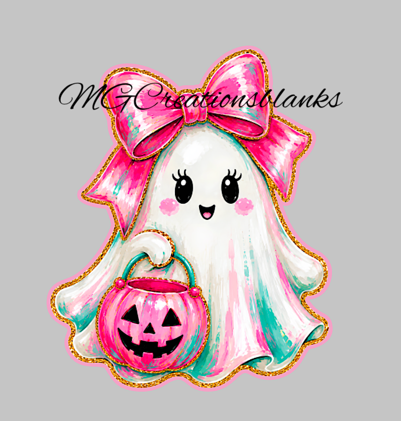Halloween girl ghost, ghost clear acrylic blanks for badge reels with vinyl decal, ghost acrylic blank, ghost DIY craft blank, Halloween ghost blank