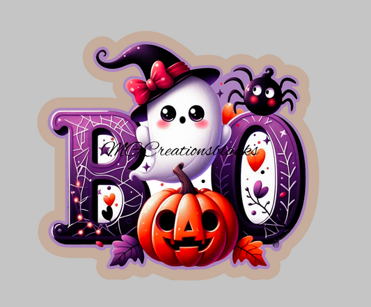 Halloween BOO clear acrylic blanks for badge reels with vinyl decal, BOO DIY craft blank, Boo ghost acrylic blank, Halloween ghost DIY blank