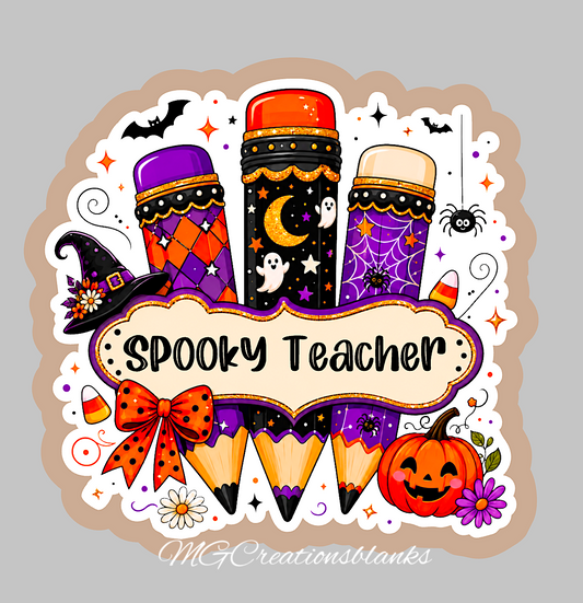 Spooky teacher clear acrylic blanks for badge reels & vinyl decal, spooky acrylic blank, spooky teacher DIY craft, halloween teacher clear acrylic, halloween teacher badge reel