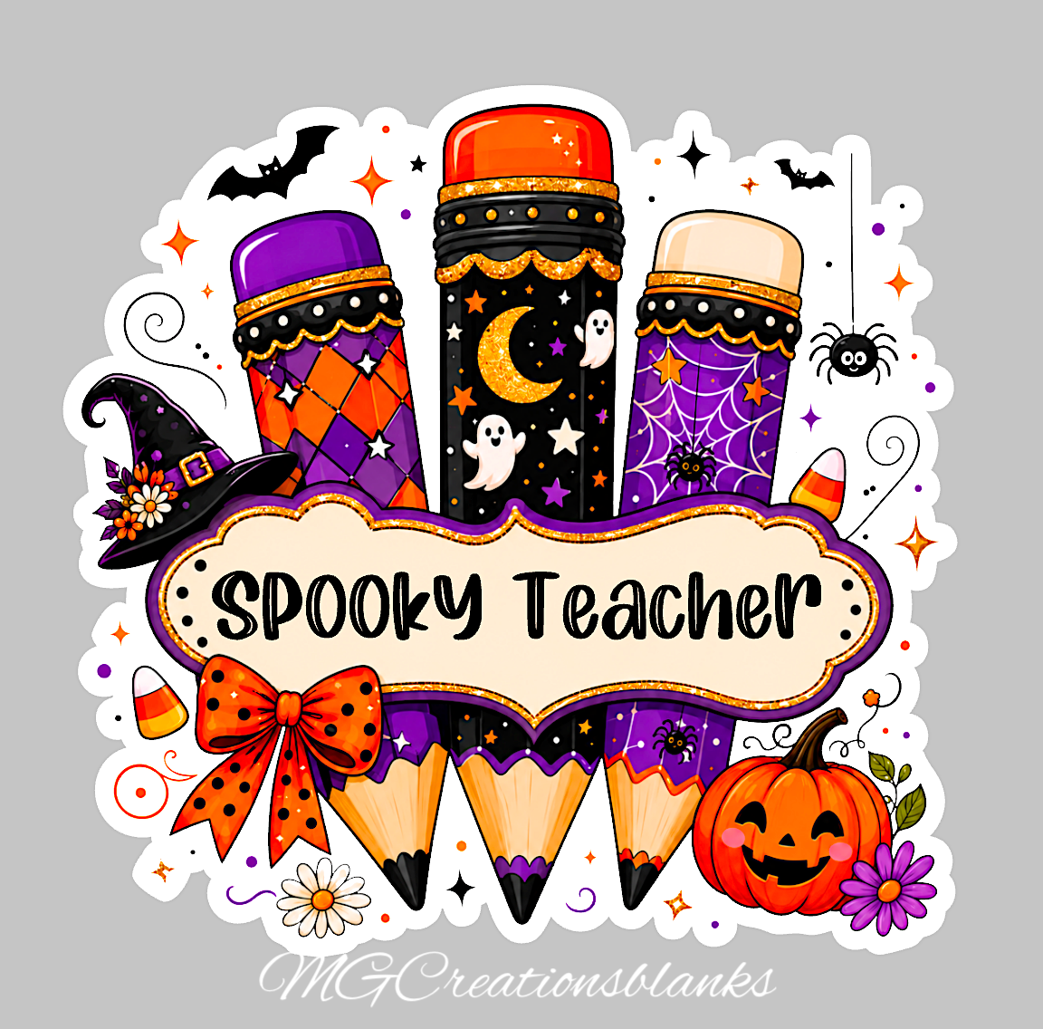 Spooky teacher clear acrylic blanks for badge reels & vinyl decal, spooky acrylic blank, spooky teacher DIY craft, halloween teacher clear acrylic, halloween teacher badge reel