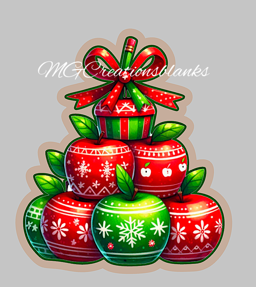 Teacher Christmas tree clear acrylic blank for badge reel with vinyl decal, tree DIY acrylic blank, Christmas apple tree craft blank, Christmas apple tree craft acrylic, Christmas teacher apple tree acrylic blank