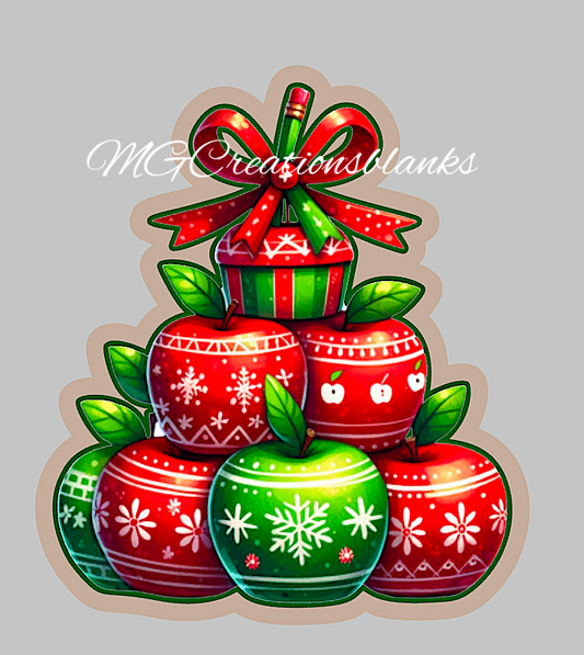 Teacher Christmas tree clear acrylic blank for badge reel with vinyl decal, tree DIY acrylic blank, Christmas apple tree craft blank, Christmas apple tree craft acrylic, Christmas teacher apple tree acrylic blank