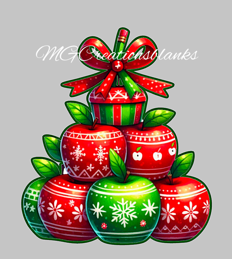 Teacher Christmas tree clear acrylic blank for badge reel with vinyl decal, tree DIY acrylic blank, Christmas apple tree craft blank, Christmas apple tree craft acrylic, Christmas teacher apple tree acrylic blank