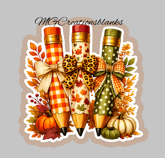Fall teacher clear acrylic blank for badge reels with vinyl decal, Fall pencils DIY craft, teacher DIY blank, teacher clear blank, fall acrylic blank, pencils clear DIY blanks