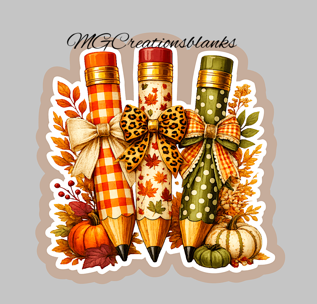 Fall teacher clear acrylic blank for badge reels with vinyl decal, Fall pencils DIY craft, teacher DIY blank, teacher clear blank, fall acrylic blank, pencils clear DIY blanks