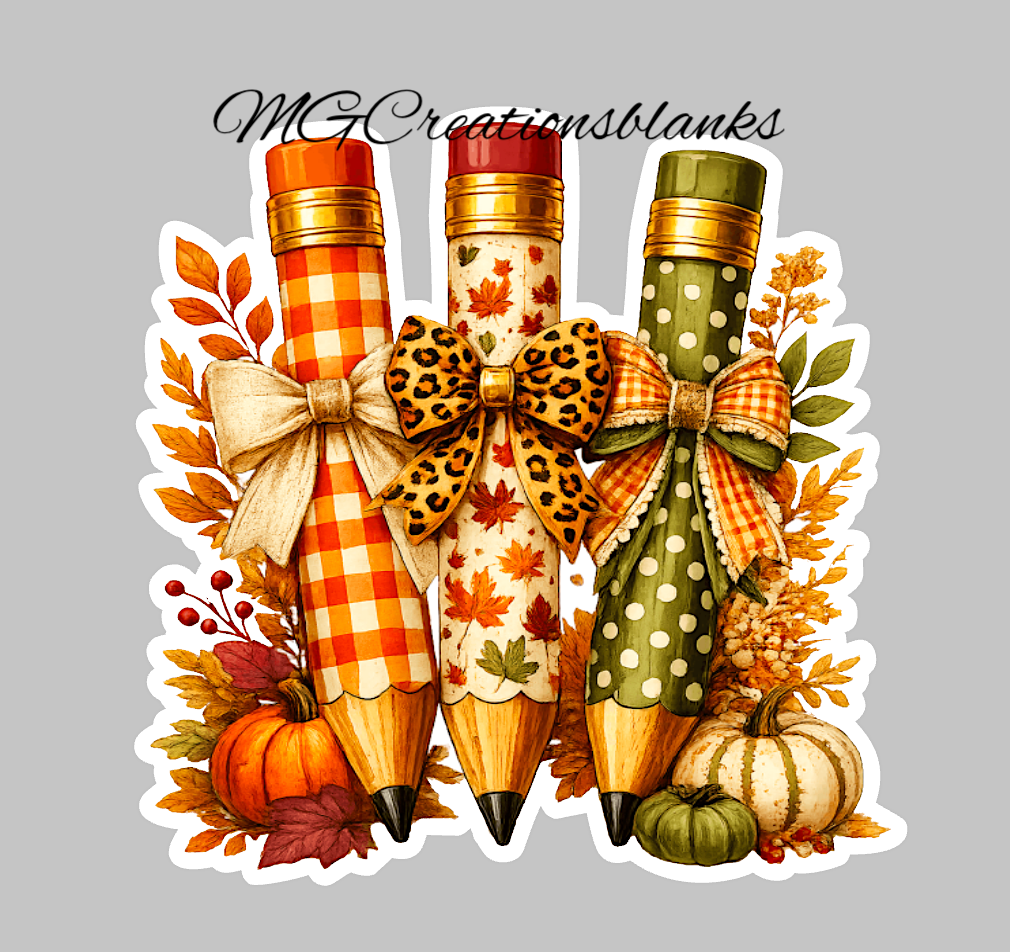 Fall teacher clear acrylic blank for badge reels with vinyl decal, Fall pencils DIY craft, teacher DIY blank, teacher clear blank, fall acrylic blank, pencils clear DIY blanks