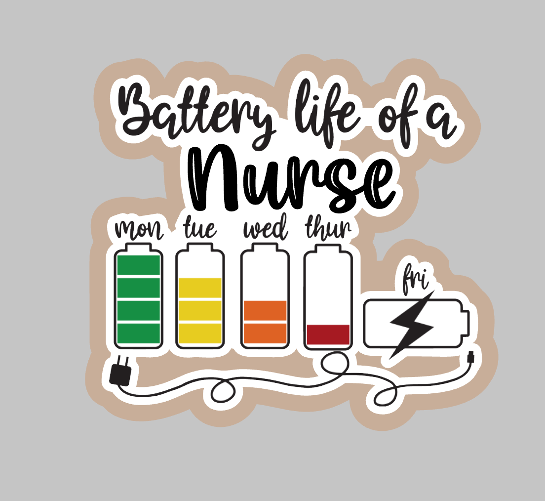 Battery life of a nurse acrylic blank for badge reels & vinyl decal, nurse acrylic blank, RN vinyl decal, RN DIY craft blank, nurse badge reel supplies, RN