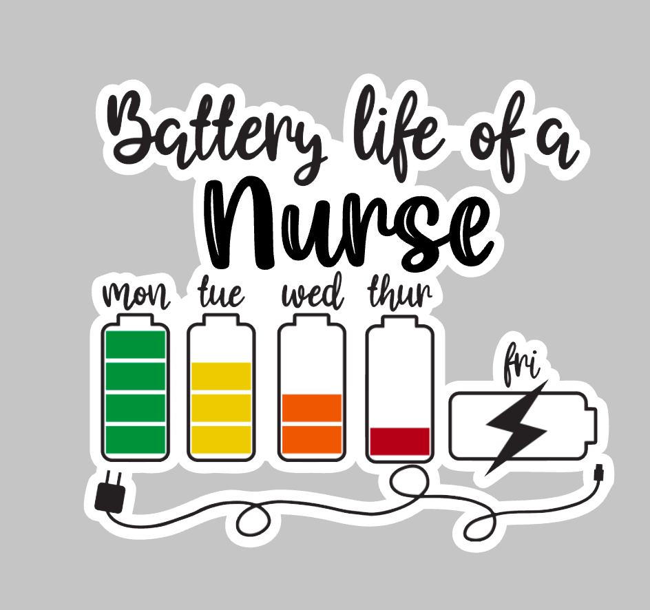 Battery life of a nurse acrylic blank for badge reels & vinyl decal, nurse acrylic blank, RN vinyl decal, RN DIY craft blank, nurse badge reel supplies, RN