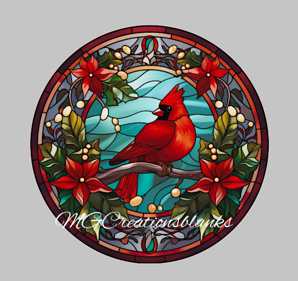 Cardinal stained glass clear acrylic blank for badge reel with matching vinyl decal, acrylic blank, decal, vinyl decal, cardinal decal, acrylic, cardinal  acrylic blank