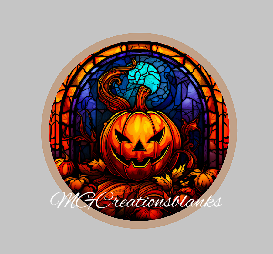 Halloween pumpkin stained glass clear acrylic blank for badge reels with vinyl decal, Halloween pumpkin acrylic blank, Pumpkin DIY blank