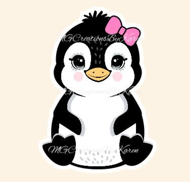 Penguin clear acrylic blanks for badge reels with matching vinyl decal, acrylic blank, decal, vinyl decal, decal, penguin acrylic blank